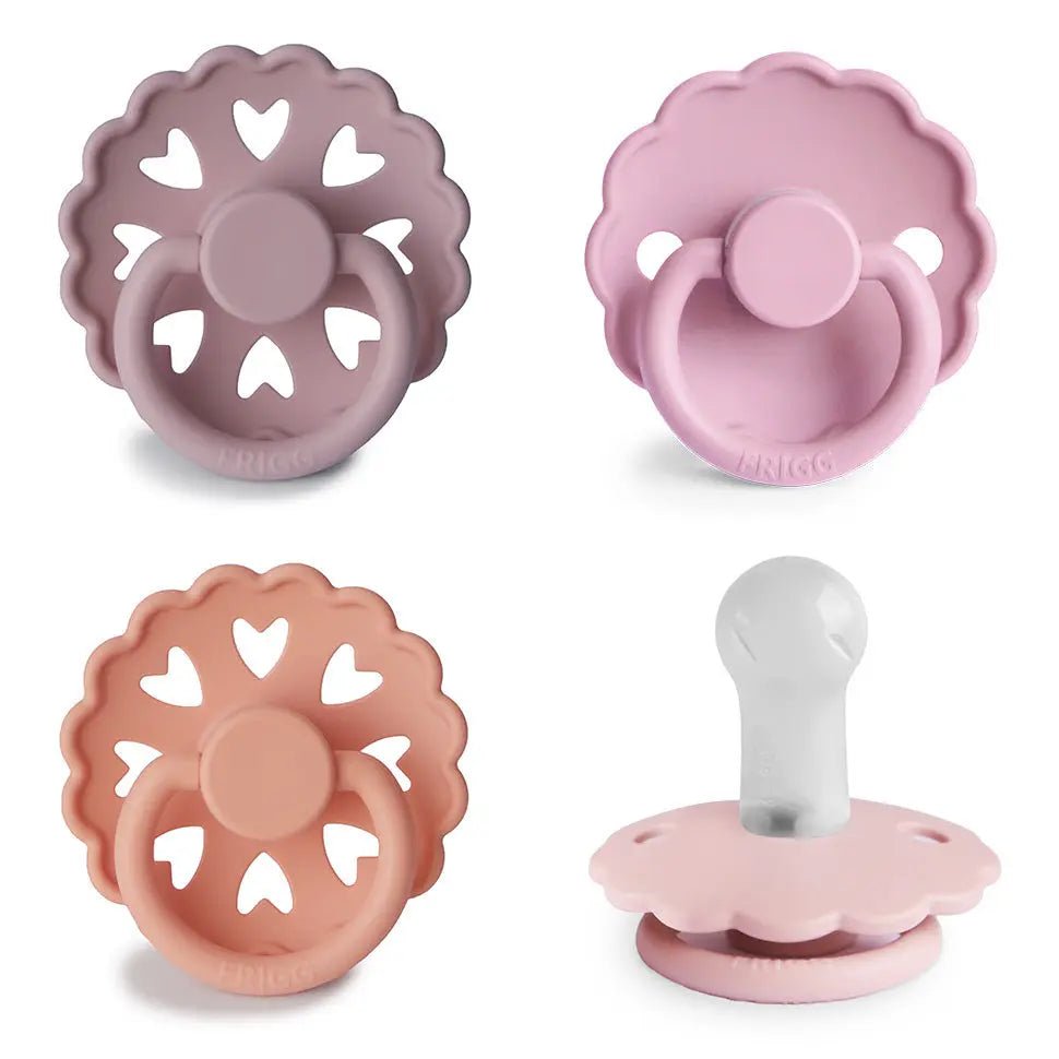 Mushie FRIGG Silicone Pacifier Four Pack for Baby Comfort with Safe Design and Soft Colors - 