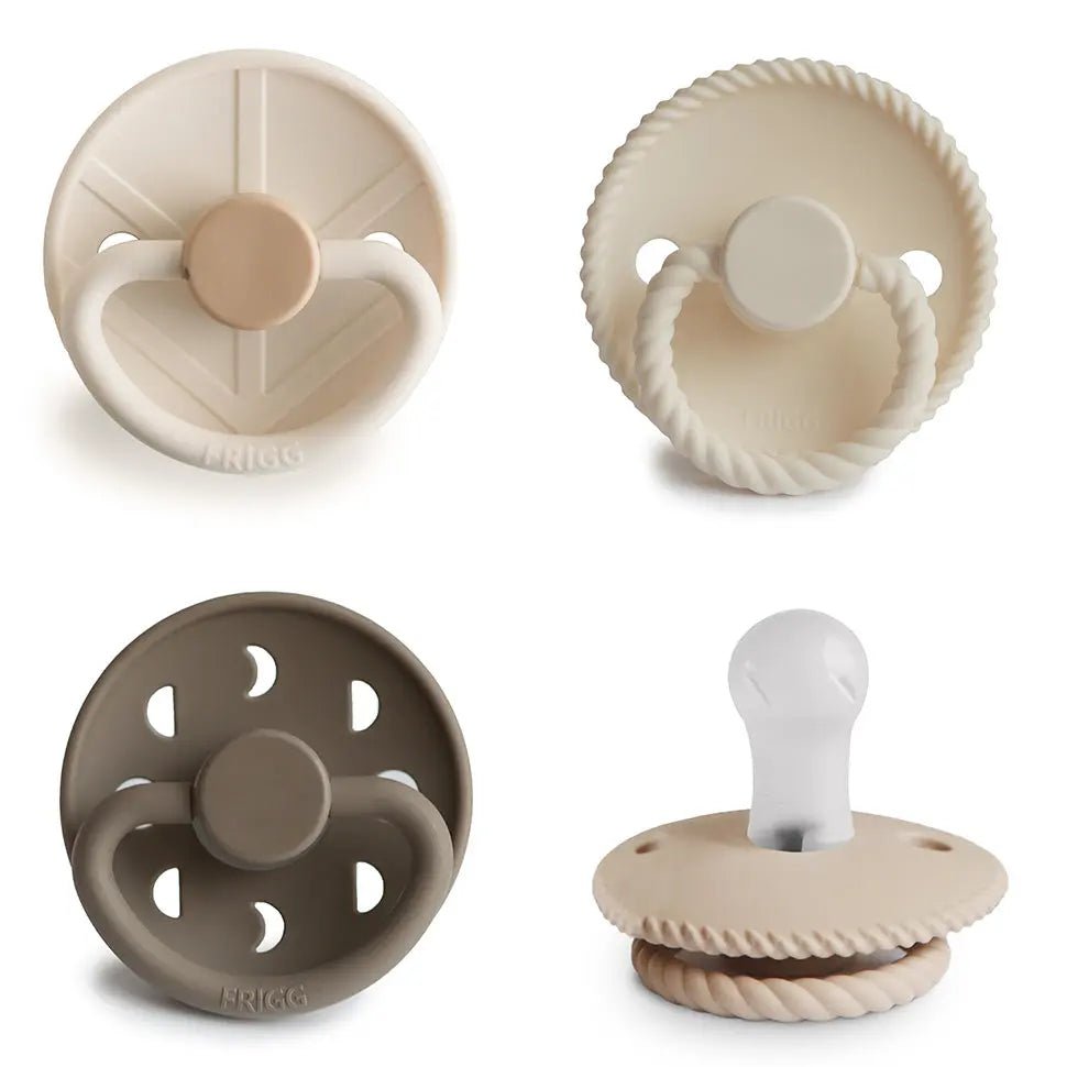 Mushie FRIGG Silicone Pacifier Four Pack for Baby Comfort with Safe Design and Soft Colors - 