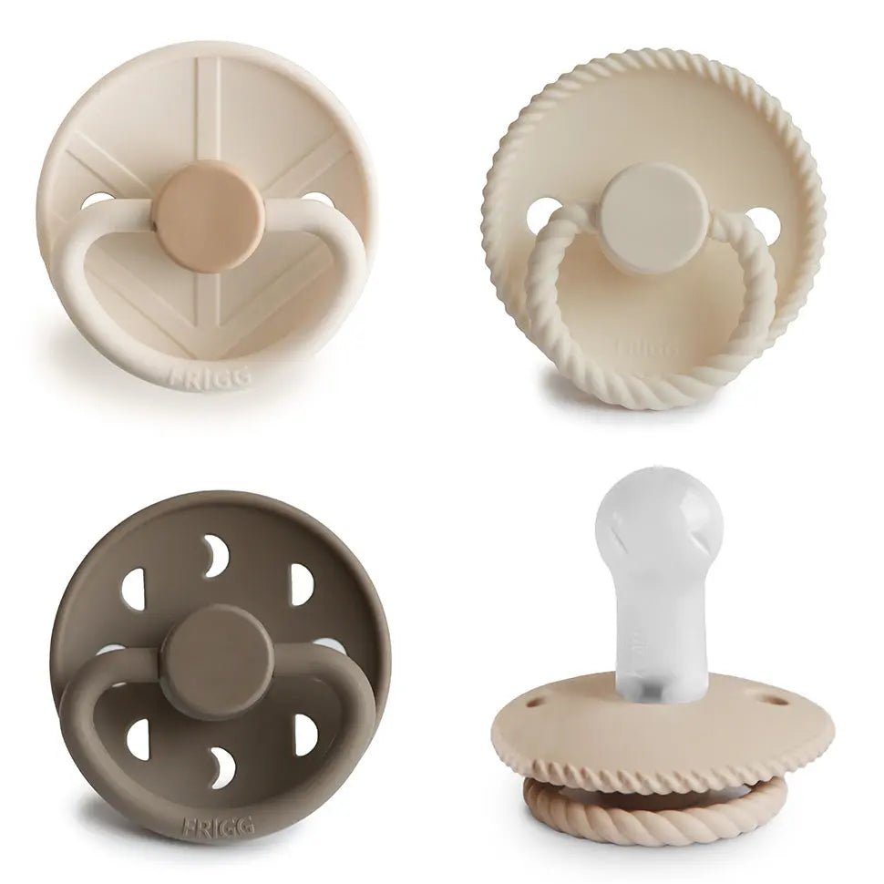 Mushie FRIGG Silicone Pacifier Four Pack for Baby Comfort with Safe Design and Soft Colors - 