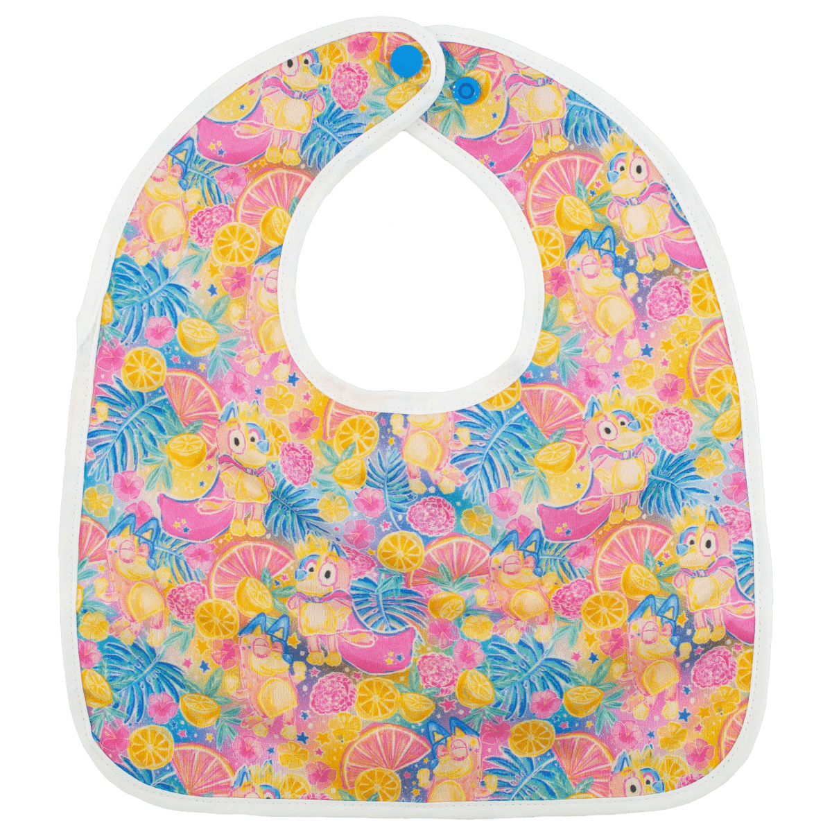 Texas Tushies Fruit Party The Flip Bib With Pocket Machine Washable Water Resistant Design - 