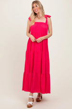 PinkBlush Fuchsia Shoulder Tie Tiered Maxi Dress - 