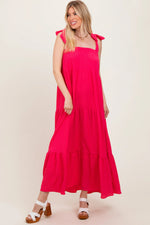 PinkBlush Fuchsia Shoulder Tie Tiered Maxi Dress - 