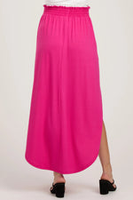 PinkBlush Fuchsia Smocked Rounded Hem Maternity Maxi Skirt - 