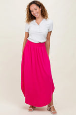 PinkBlush Fuchsia Smocked Rounded Hem Maternity Maxi Skirt - 