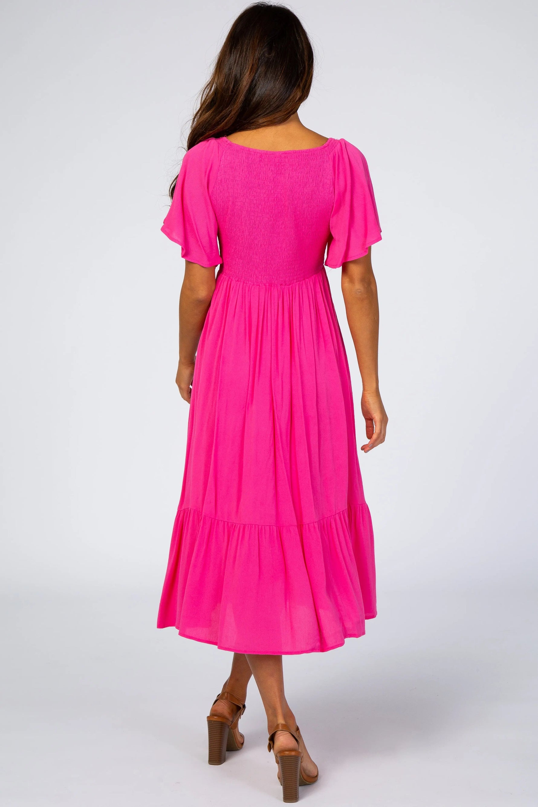 PinkBlush Fuchsia Smocked Ruffle Dress - 
