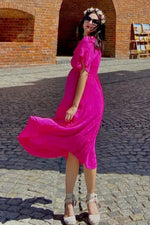 PinkBlush Fuchsia Smocked Ruffle Dress - 