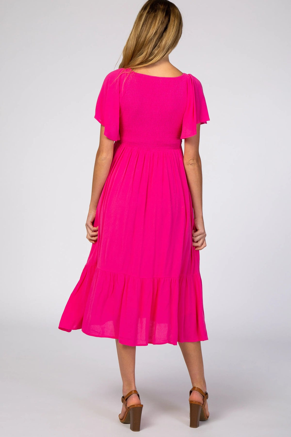 PinkBlush Fuchsia Smocked Ruffle Maternity Dress - 