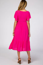 PinkBlush Fuchsia Smocked Ruffle Maternity Dress - 