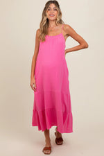 PinkBlush Fuchsia Tiered Hem Maternity Midi Dress - 