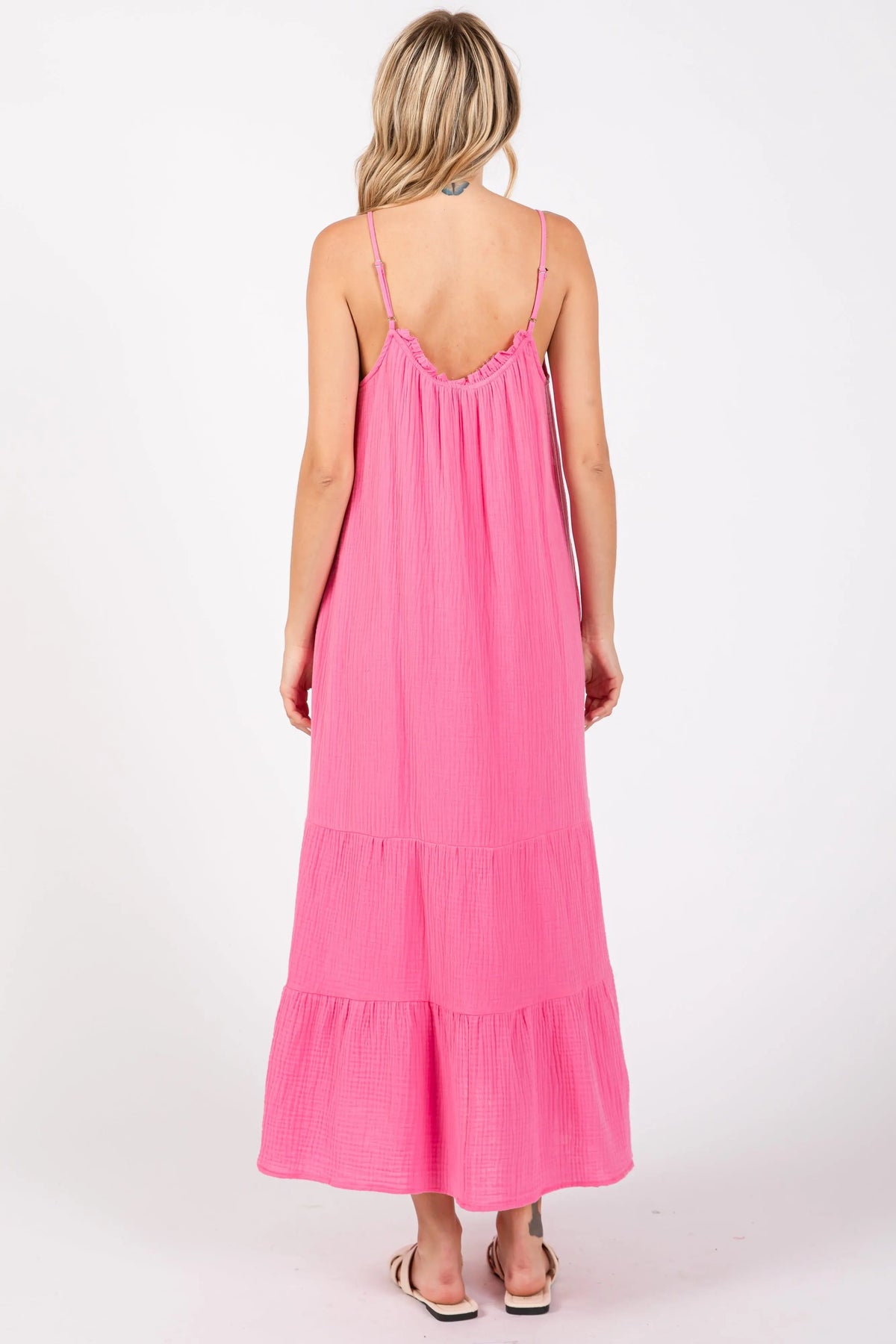 PinkBlush Fuchsia Tiered Hem Midi Dress - 