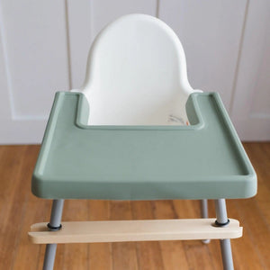 Silicone placemat sized to cover an IKEA Antilop high chair tray for baby mealtime