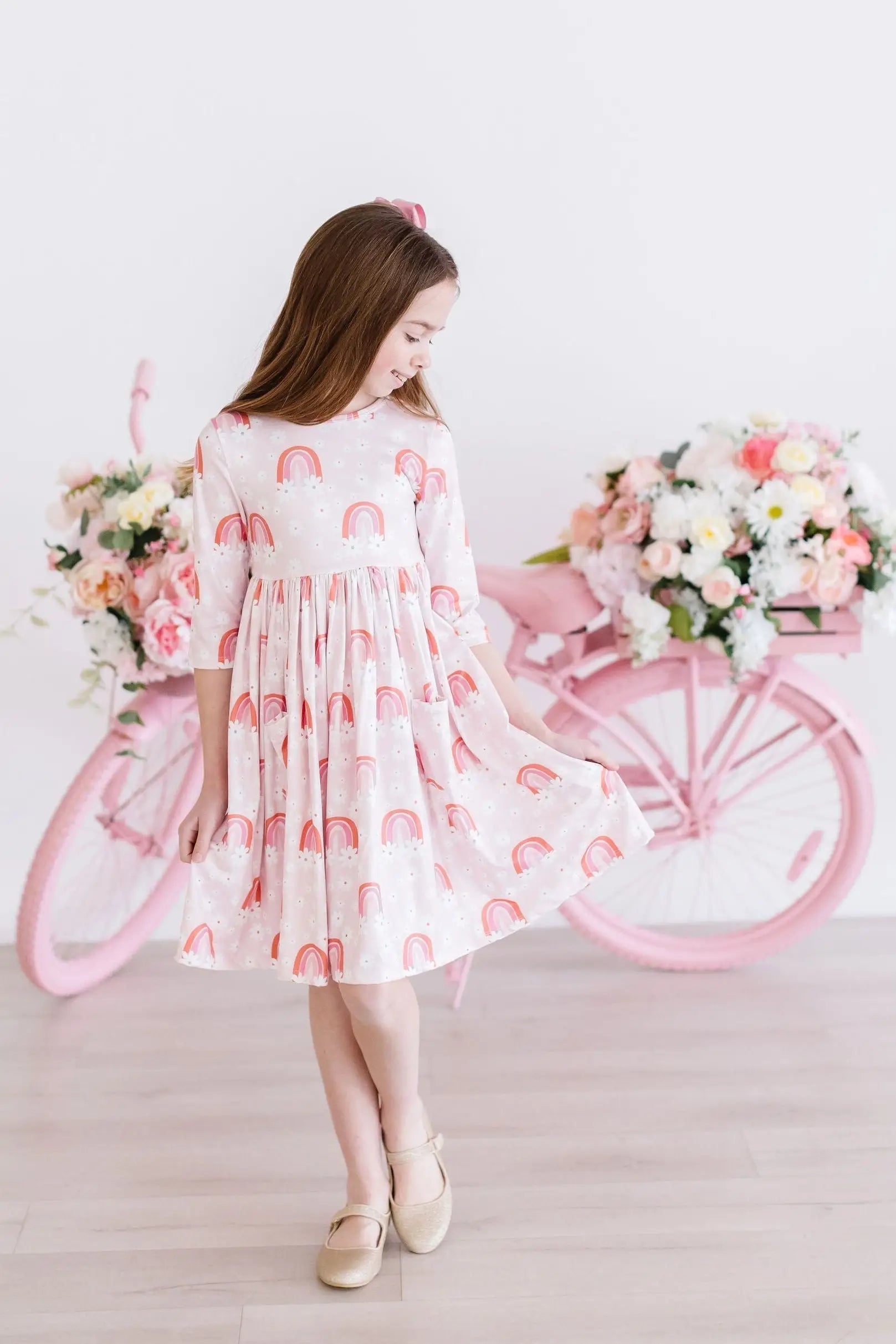 Mila & Rose ® Fun & Flowers 3/4 Sleeve Pocket Twirl Dress - 