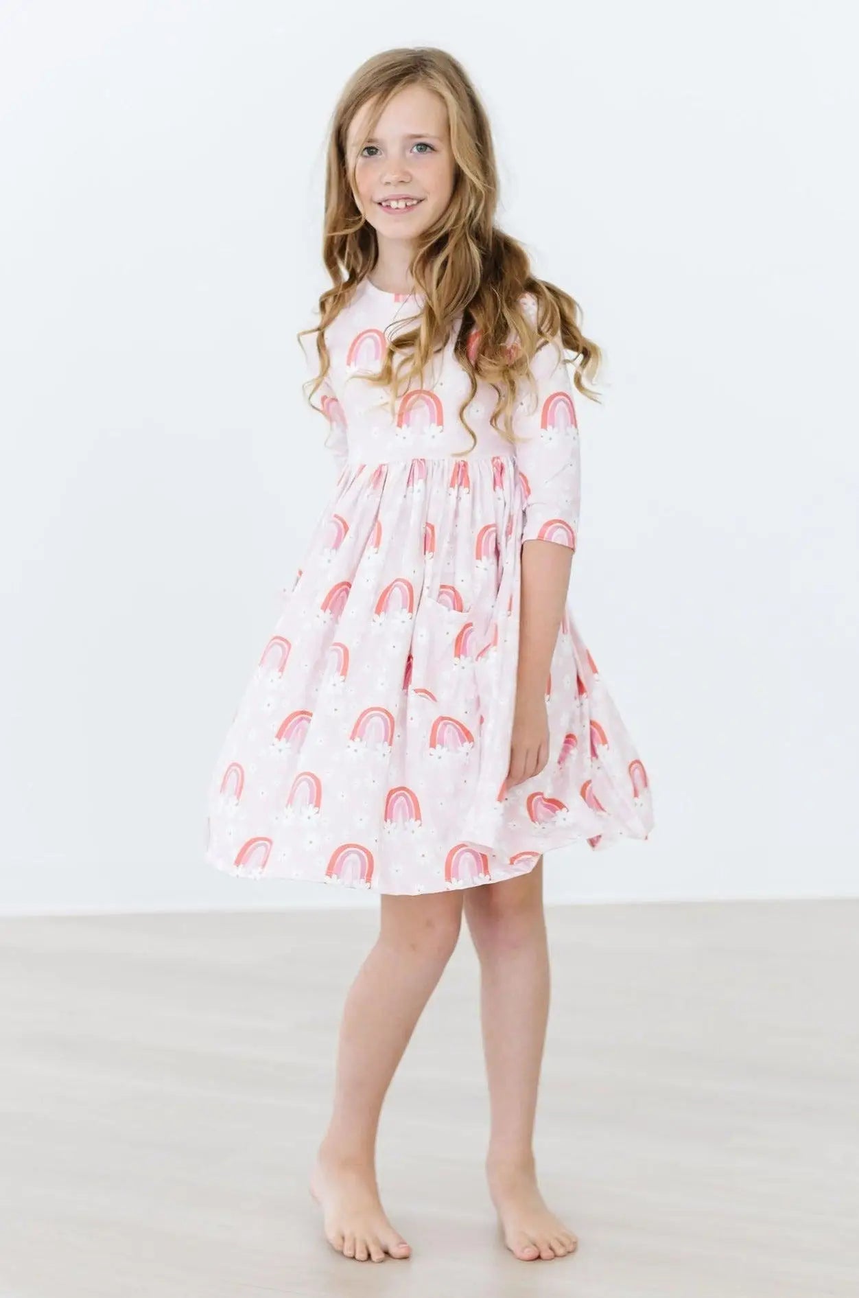 Mila & Rose ® Fun & Flowers 3/4 Sleeve Pocket Twirl Dress - 