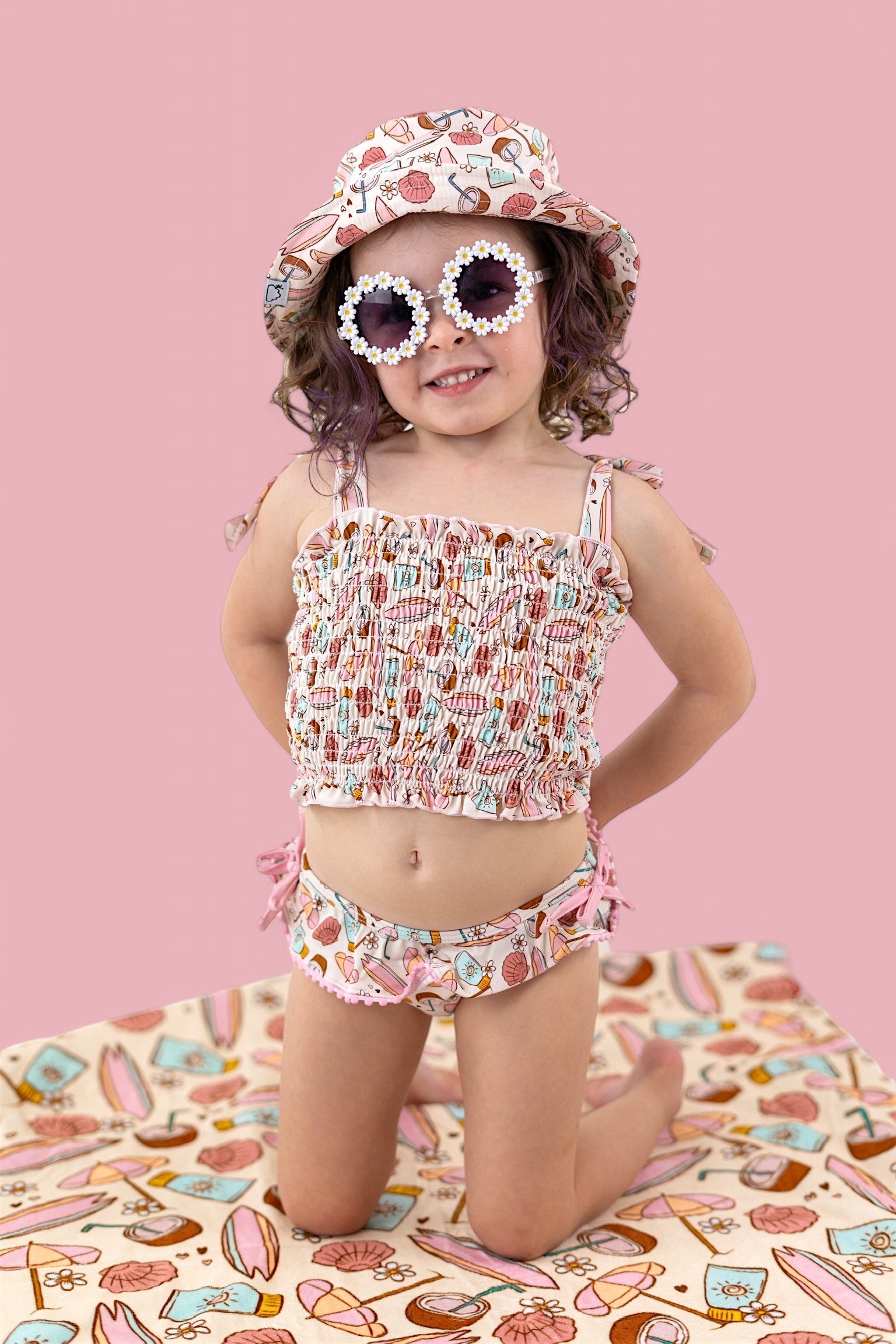 DREAM BIG LITTLE CO FUN IN THE SUN DREAM SMOCKED TANKINI TWO PIECE SWIM SUITEveretts Place