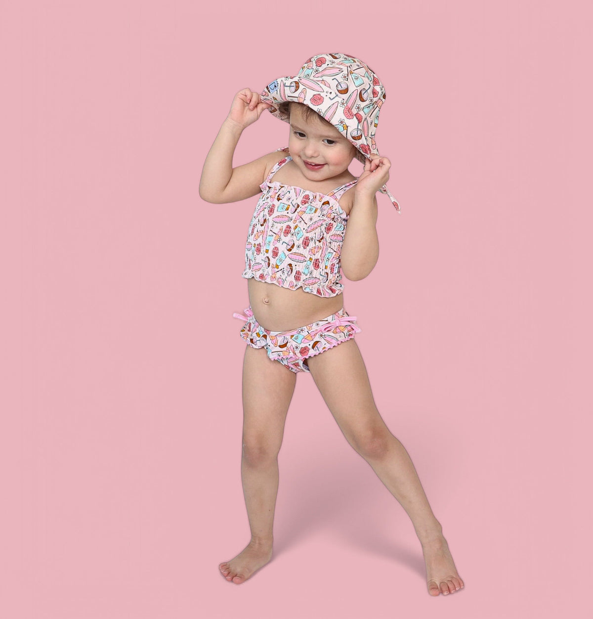 DREAM BIG LITTLE CO FUN IN THE SUN DREAM SMOCKED TANKINI TWO PIECE SWIM SUITEveretts Place