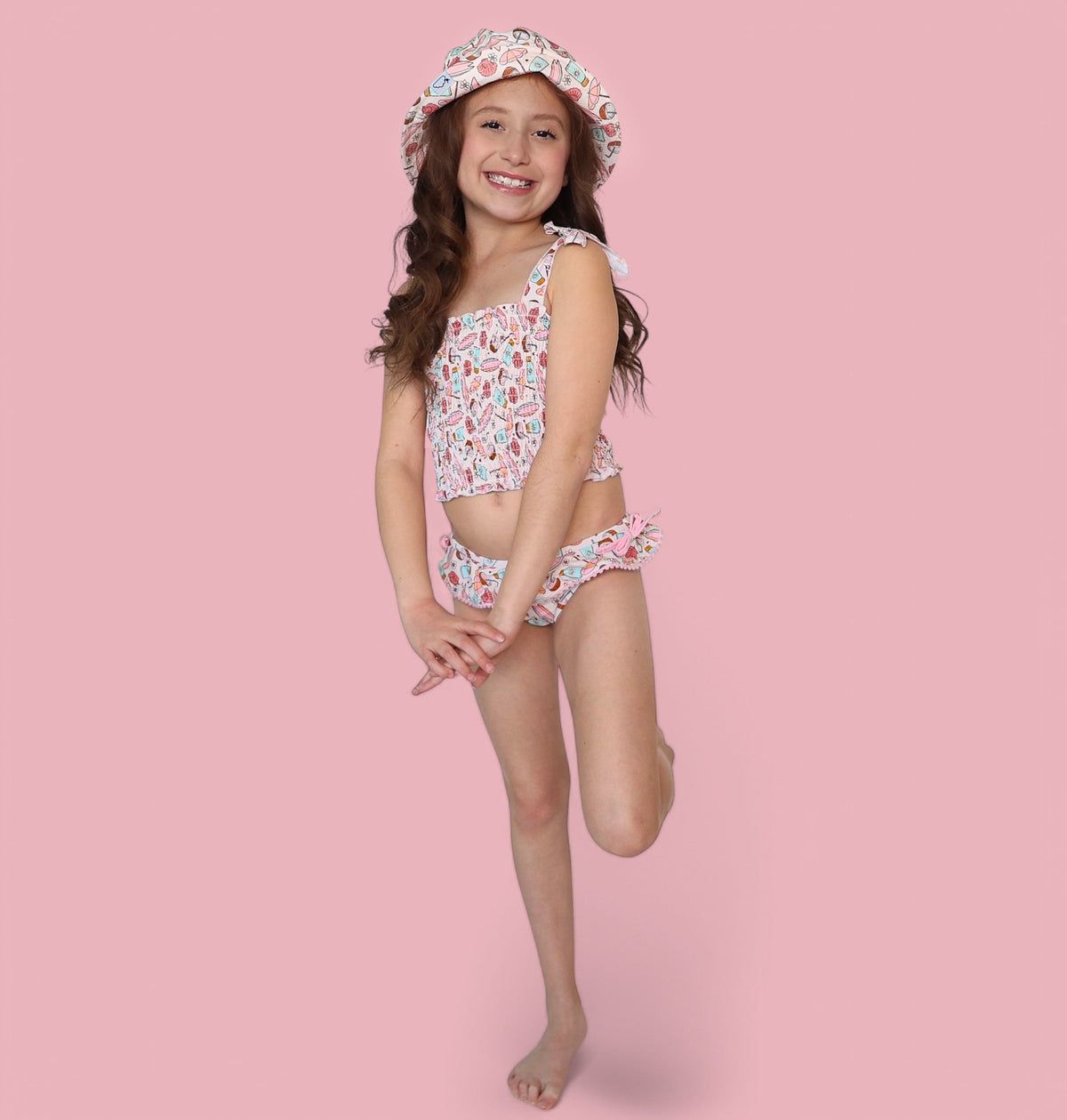 DREAM BIG LITTLE CO FUN IN THE SUN DREAM SMOCKED TANKINI TWO PIECE SWIM SUITEveretts Place