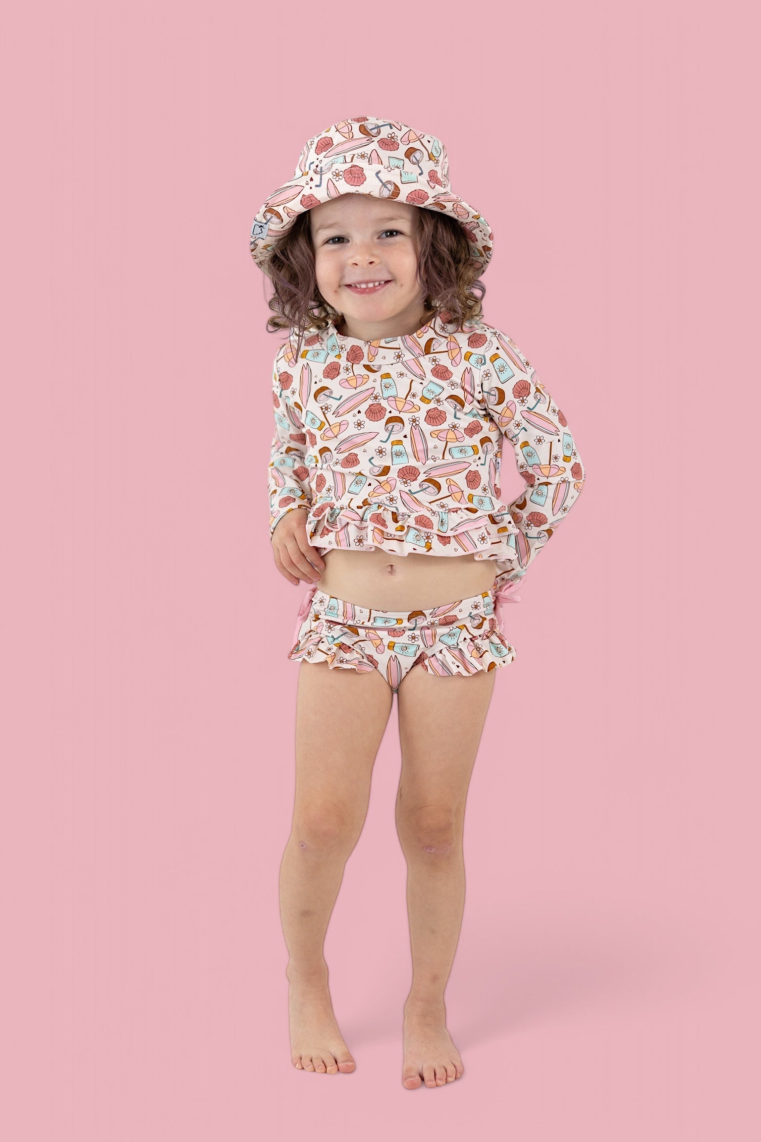 DREAM BIG LITTLE CO FUN IN THE SUN DREAM TWO - PIECE RASH GUARD RUFFLE SWIM SUITEveretts Place