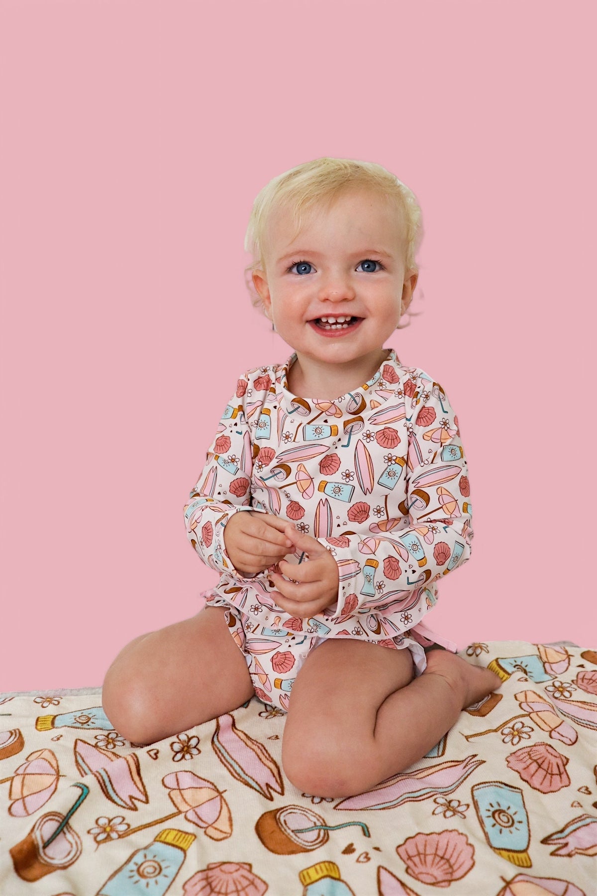 DREAM BIG LITTLE CO FUN IN THE SUN DREAM TWO - PIECE RASH GUARD RUFFLE SWIM SUITEveretts Place
