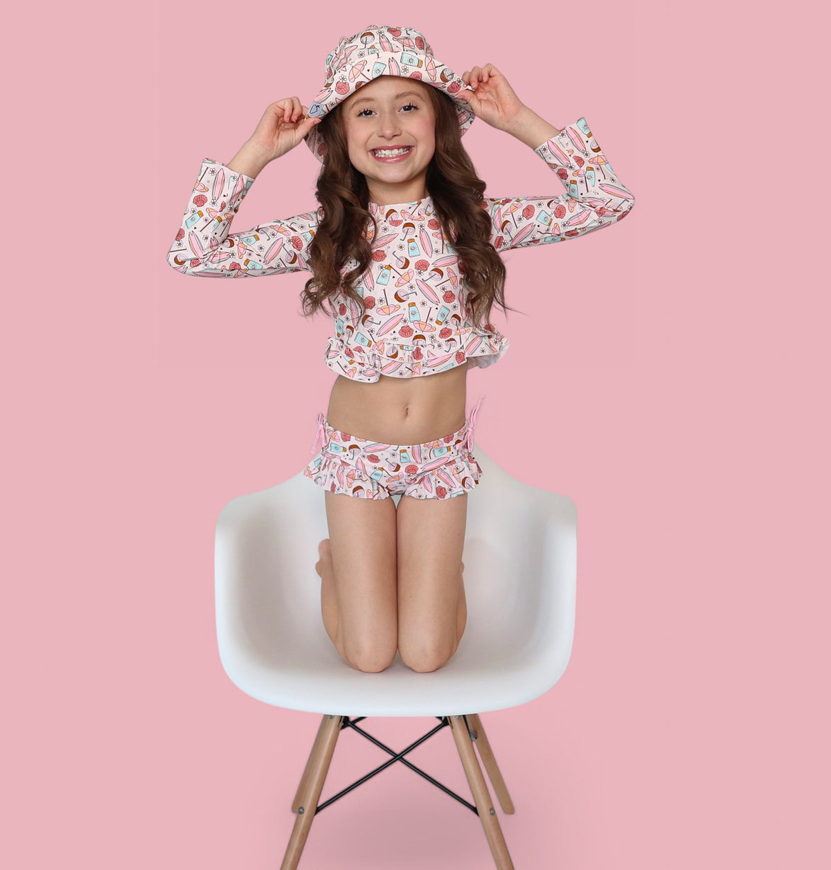 DREAM BIG LITTLE CO FUN IN THE SUN DREAM TWO - PIECE RASH GUARD RUFFLE SWIM SUITEveretts Place