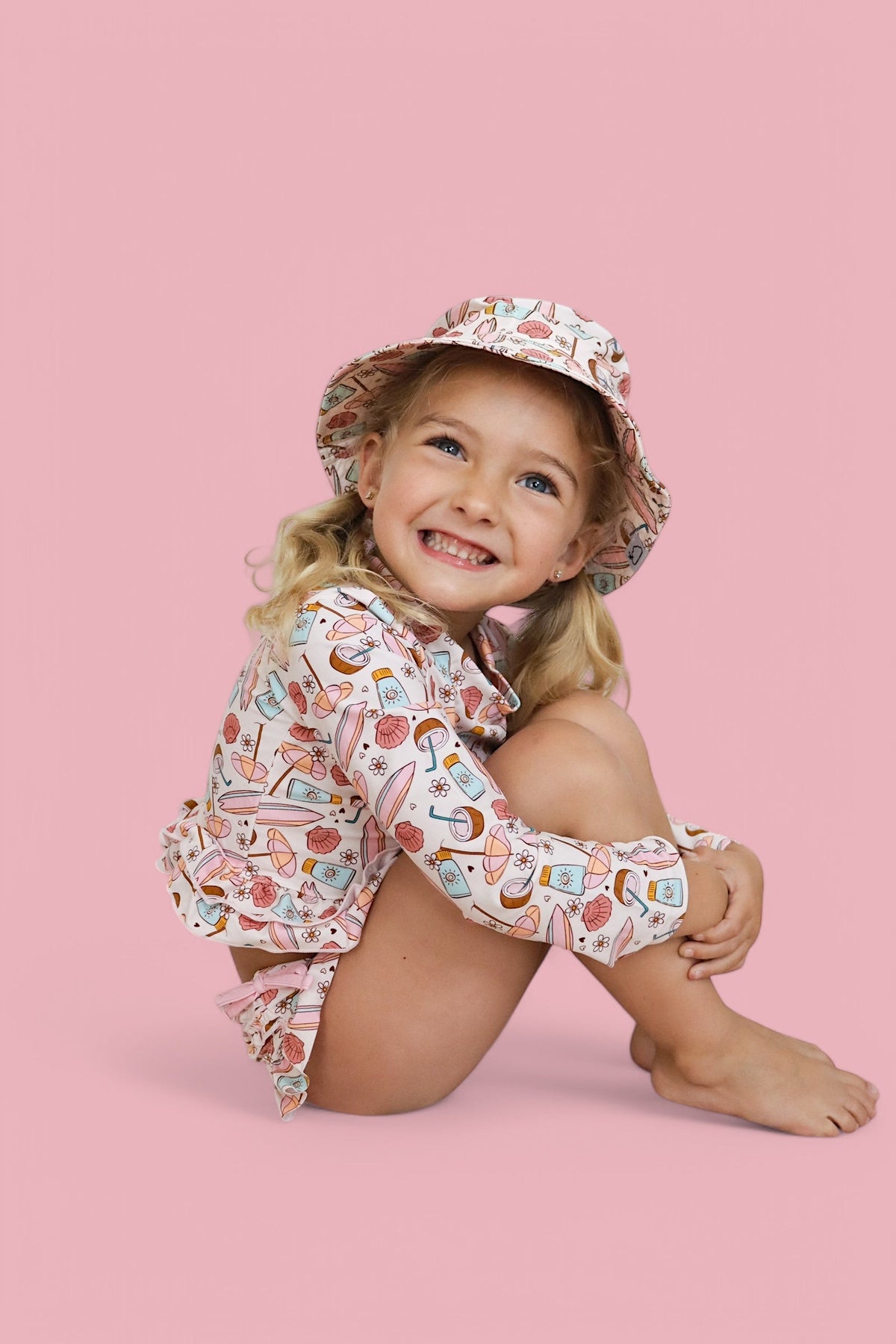 DREAM BIG LITTLE CO FUN IN THE SUN DREAM TWO - PIECE RASH GUARD RUFFLE SWIM SUITEveretts Place