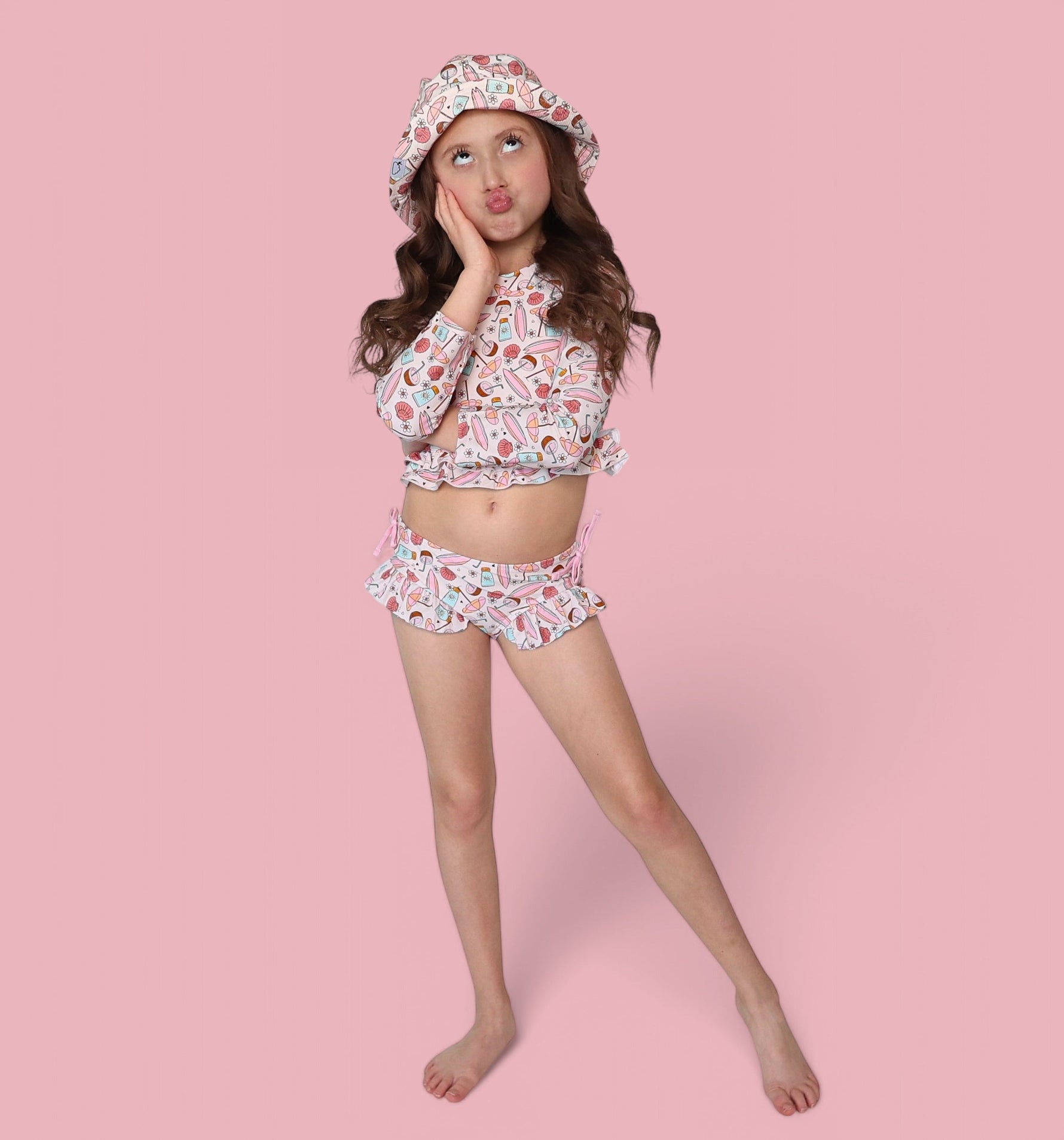 DREAM BIG LITTLE CO FUN IN THE SUN DREAM TWO - PIECE RASH GUARD RUFFLE SWIM SUITEveretts Place