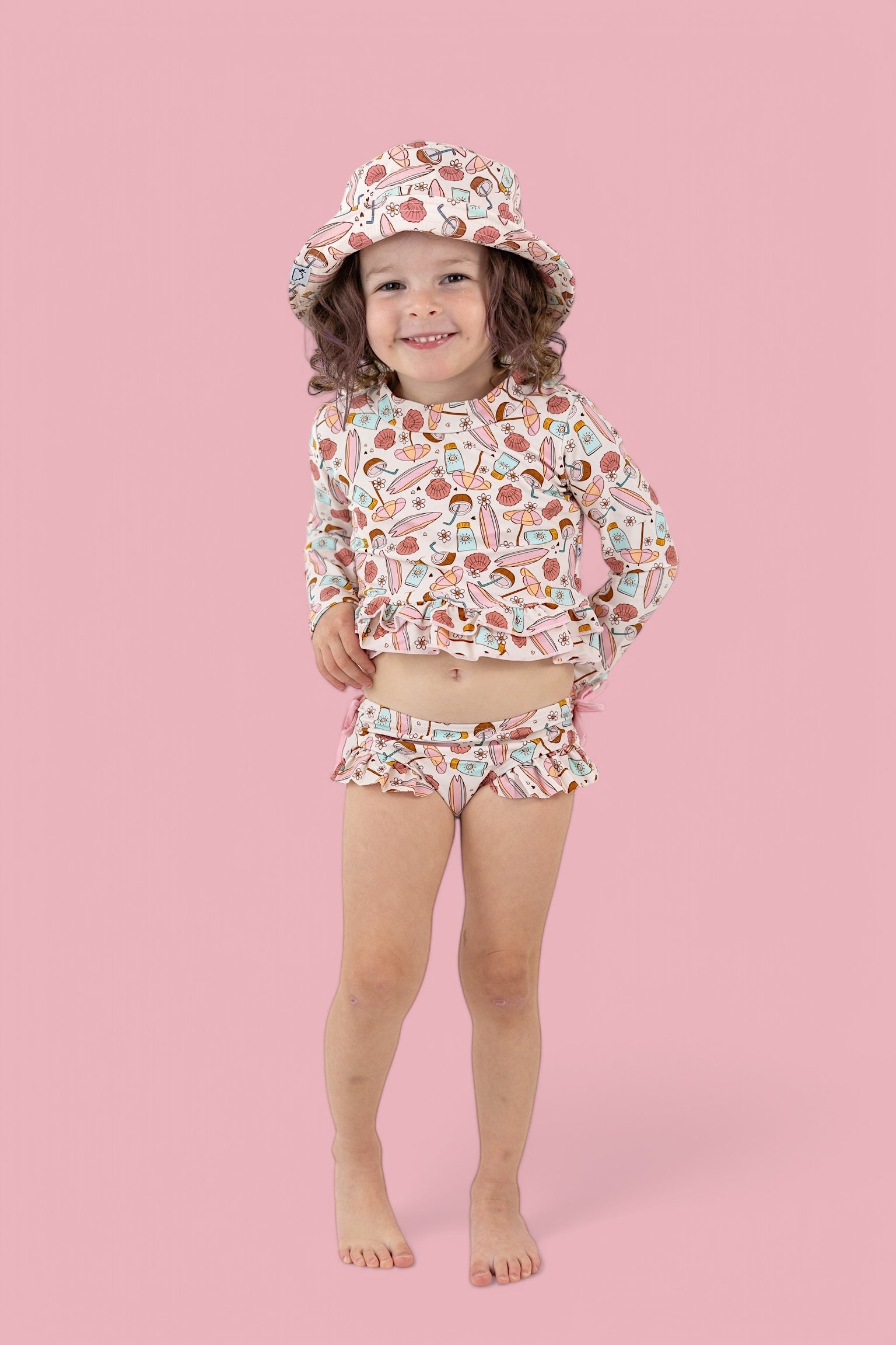 DREAM BIG LITTLE CO FUN IN THE SUN DREAM TWO - PIECE RASH GUARD RUFFLE SWIM SUITEveretts Place