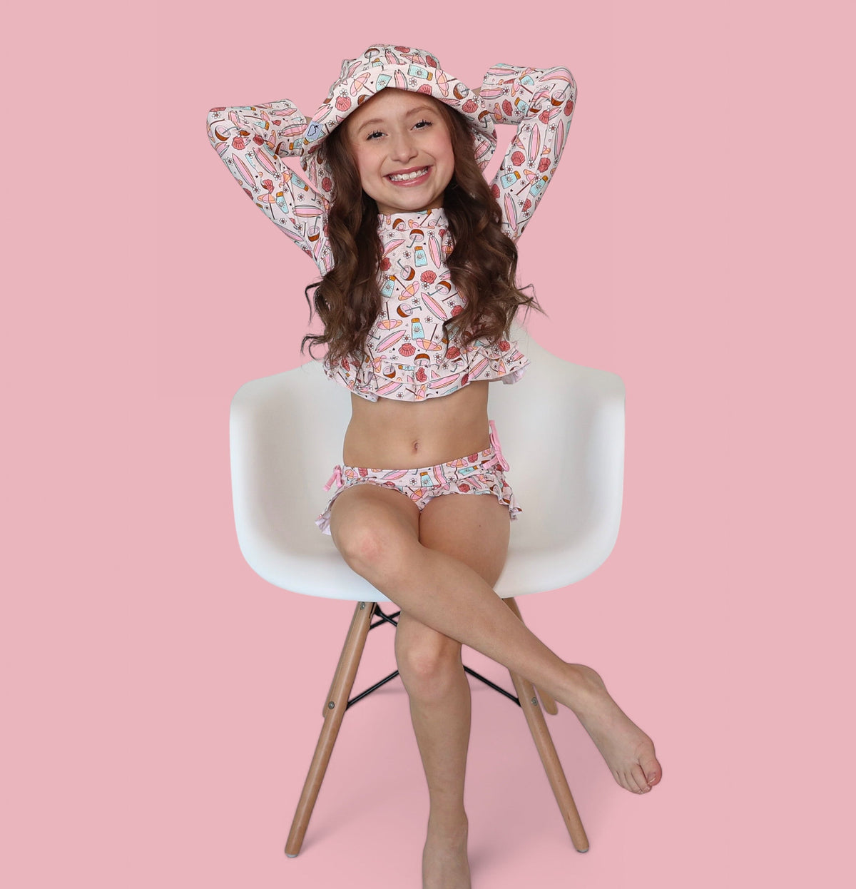 DREAM BIG LITTLE CO FUN IN THE SUN DREAM TWO - PIECE RASH GUARD RUFFLE SWIM SUITEveretts Place