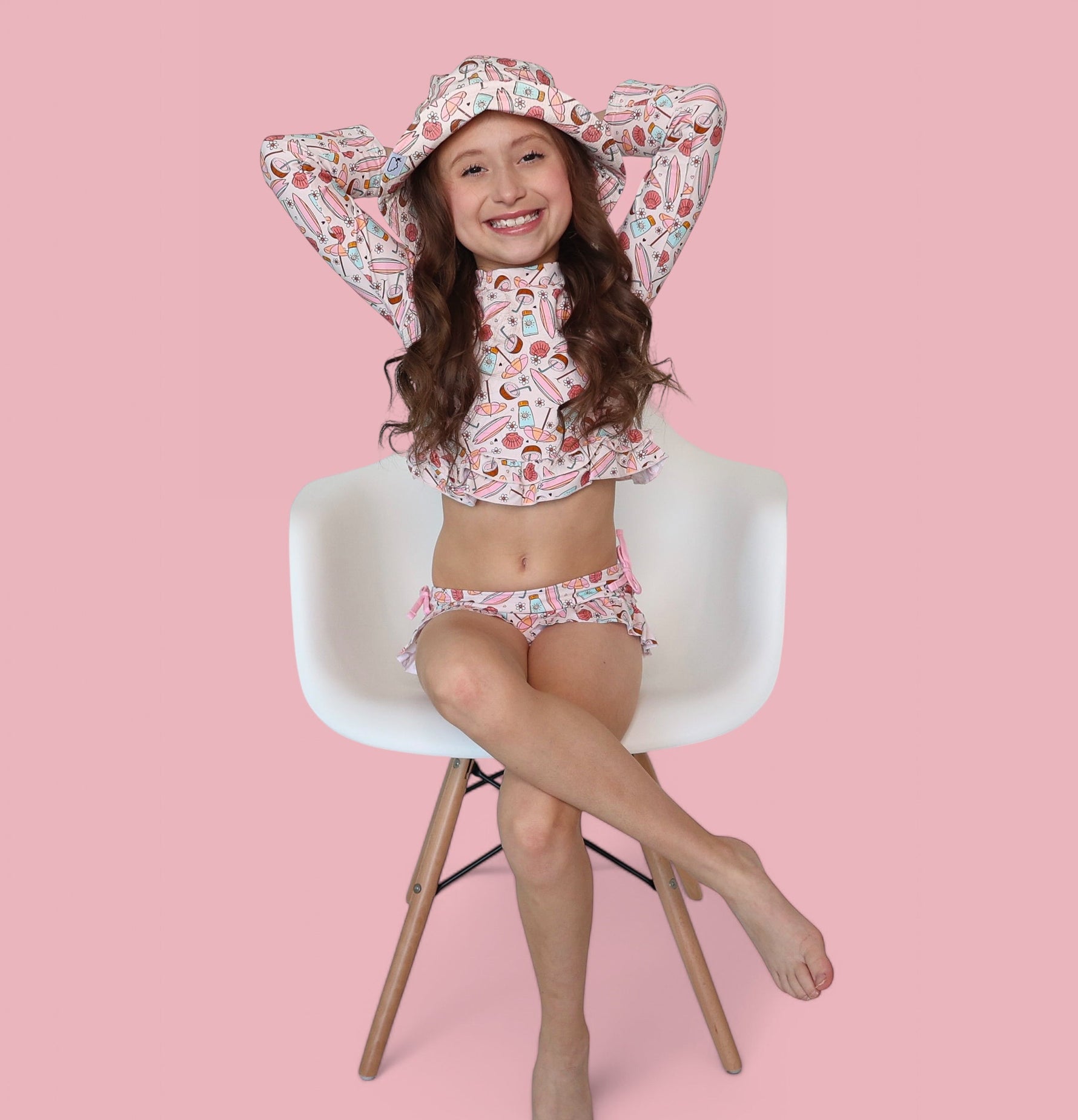 DREAM BIG LITTLE CO FUN IN THE SUN DREAM TWO - PIECE RASH GUARD RUFFLE SWIM SUITEveretts Place