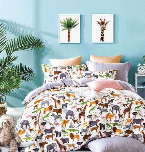 Fun Kids Animal Prints /Cotton Reversible Duvet Cover Set - Everetts Place: Online Boutique - Home & Garden