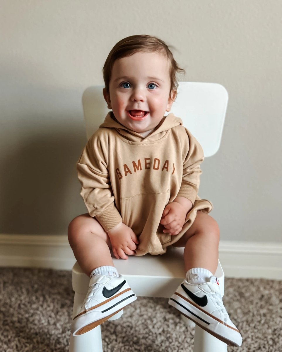 Little Joy Co. Gameday Hooded Sweatshirt Romper for Baby and Toddler - Everetts Place Boutique - 