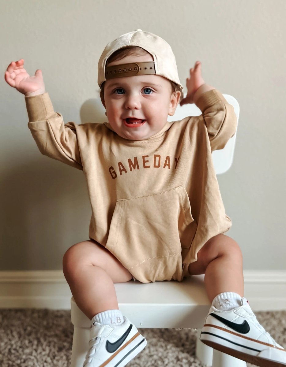 Little Joy Co. Gameday Hooded Sweatshirt Romper for Baby and Toddler - Everetts Place Boutique - 