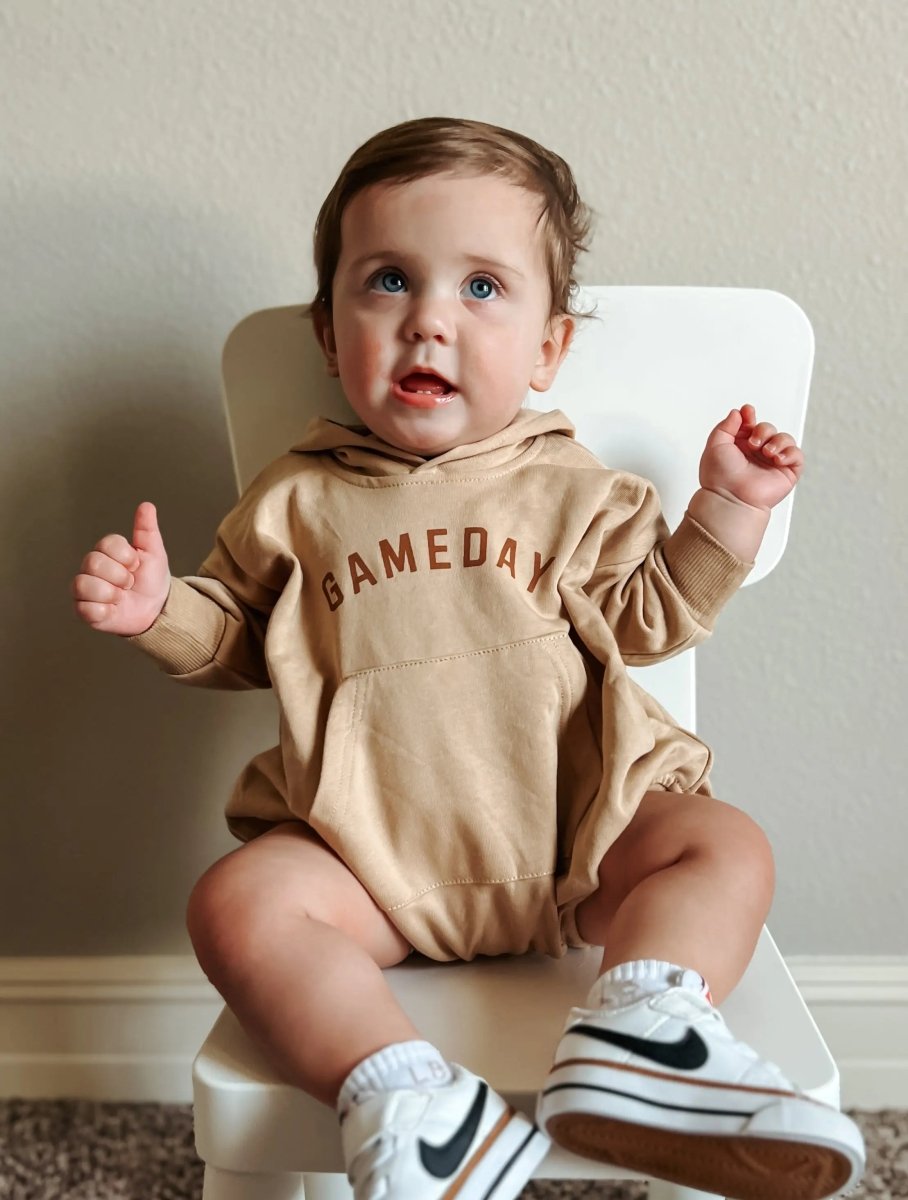 Little Joy Co. Gameday Hooded Sweatshirt Romper for Baby and Toddler - Everetts Place Boutique - 