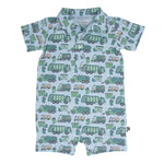 Sweet Bamboo Garbage Trucks Recycle Polo Romper with Short Sleeves for Boys - 