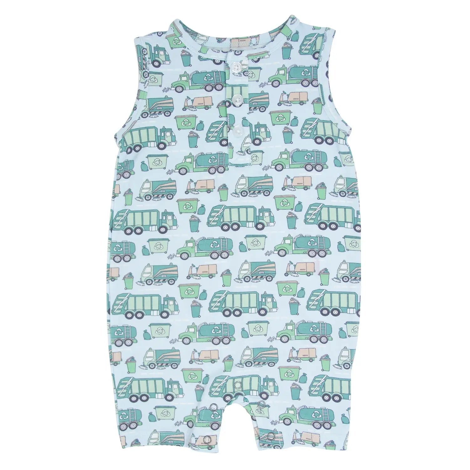 Sweet Bamboo Garbage Trucks Recycle Tank Romper - 