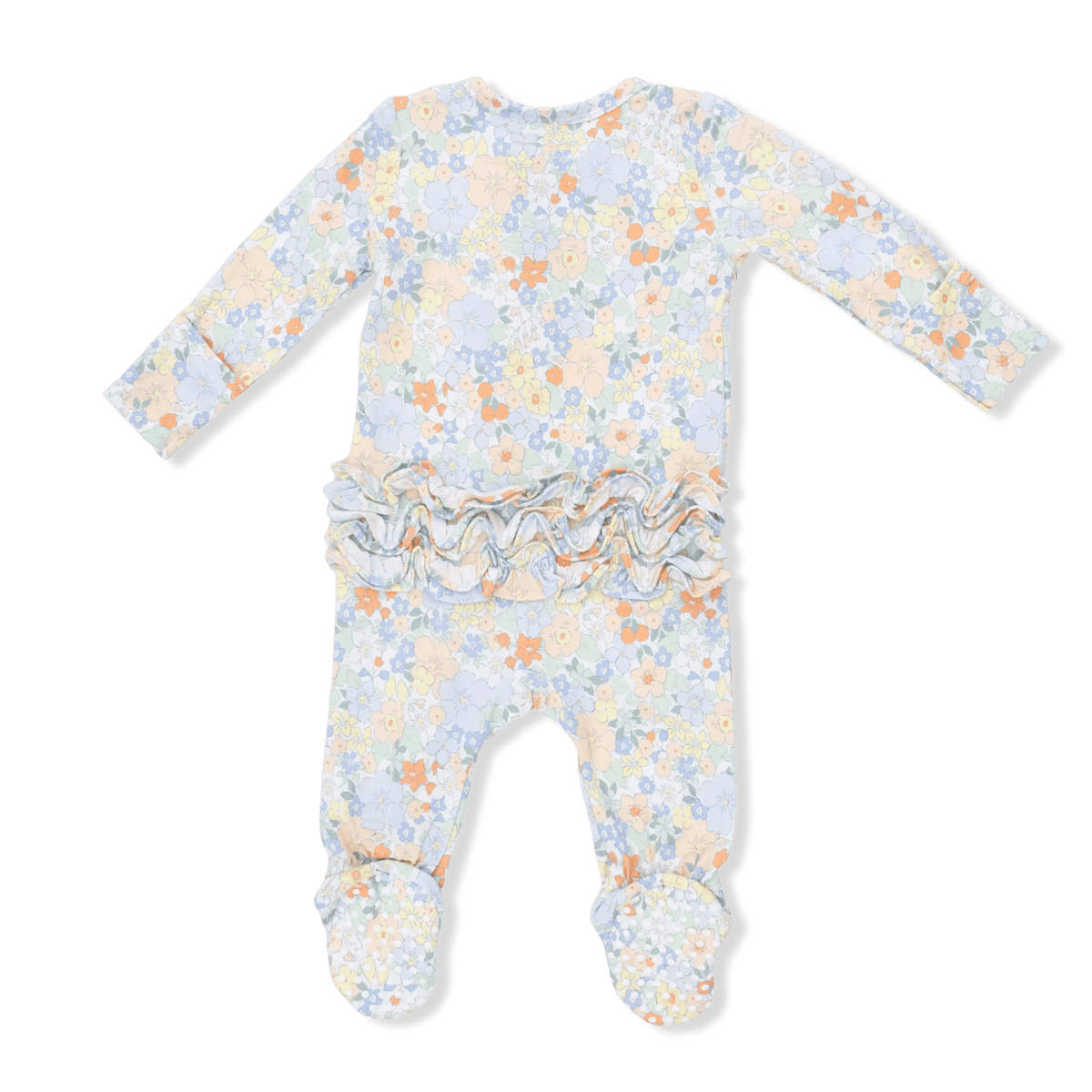 Angel Dear Georgia Floral - 2 Way Ruffle Back Zipper Footie & Headband Set - 