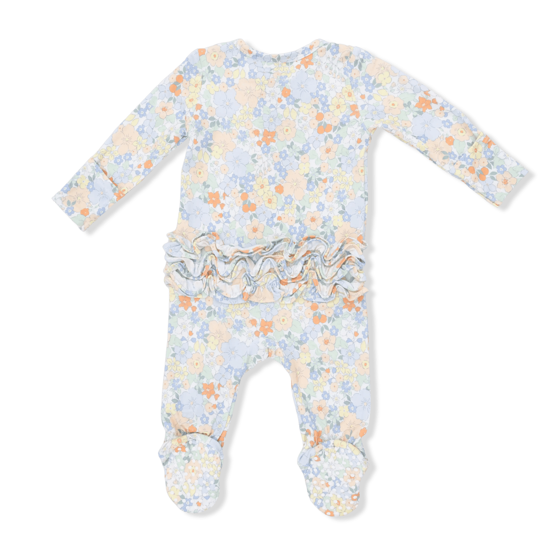 Angel Dear Georgia Floral - 2 Way Ruffle Back Zipper Footie & Headband Set - 