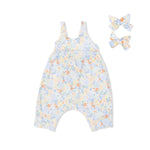 Angel Dear Georgia Floral - Tie Back Romper & 2 Pack Hair Bow Set - 