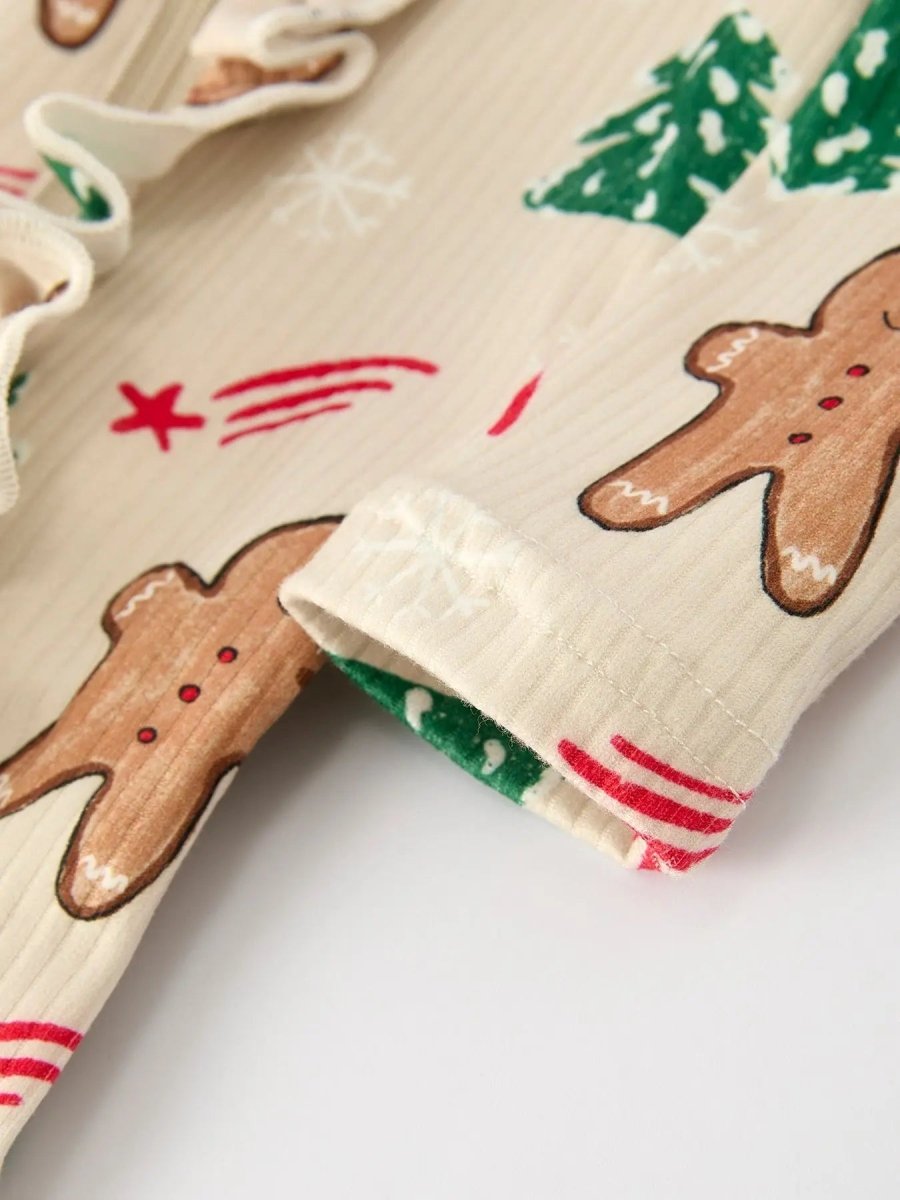 Rylee Faith Designs Gingerbread Christmas Girls Romper With Nightcap Festive - Everetts Place Boutique - 