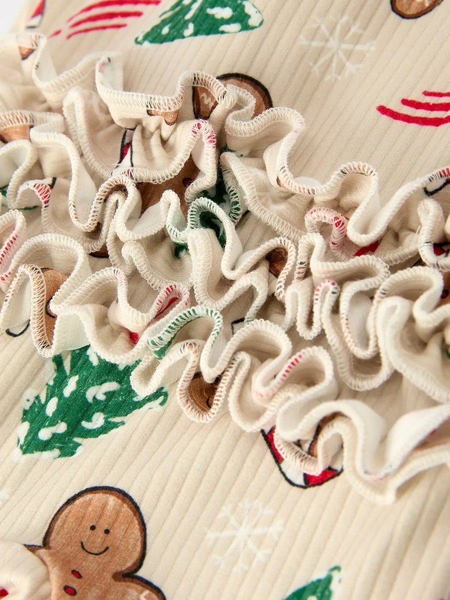 Rylee Faith Designs Gingerbread Christmas Girls Romper With Nightcap Festive - Everetts Place Boutique - 