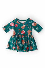 Mila & Rose ® Gingerbread House Three Fourth Sleeve Twirl Baby Bodysuit - 