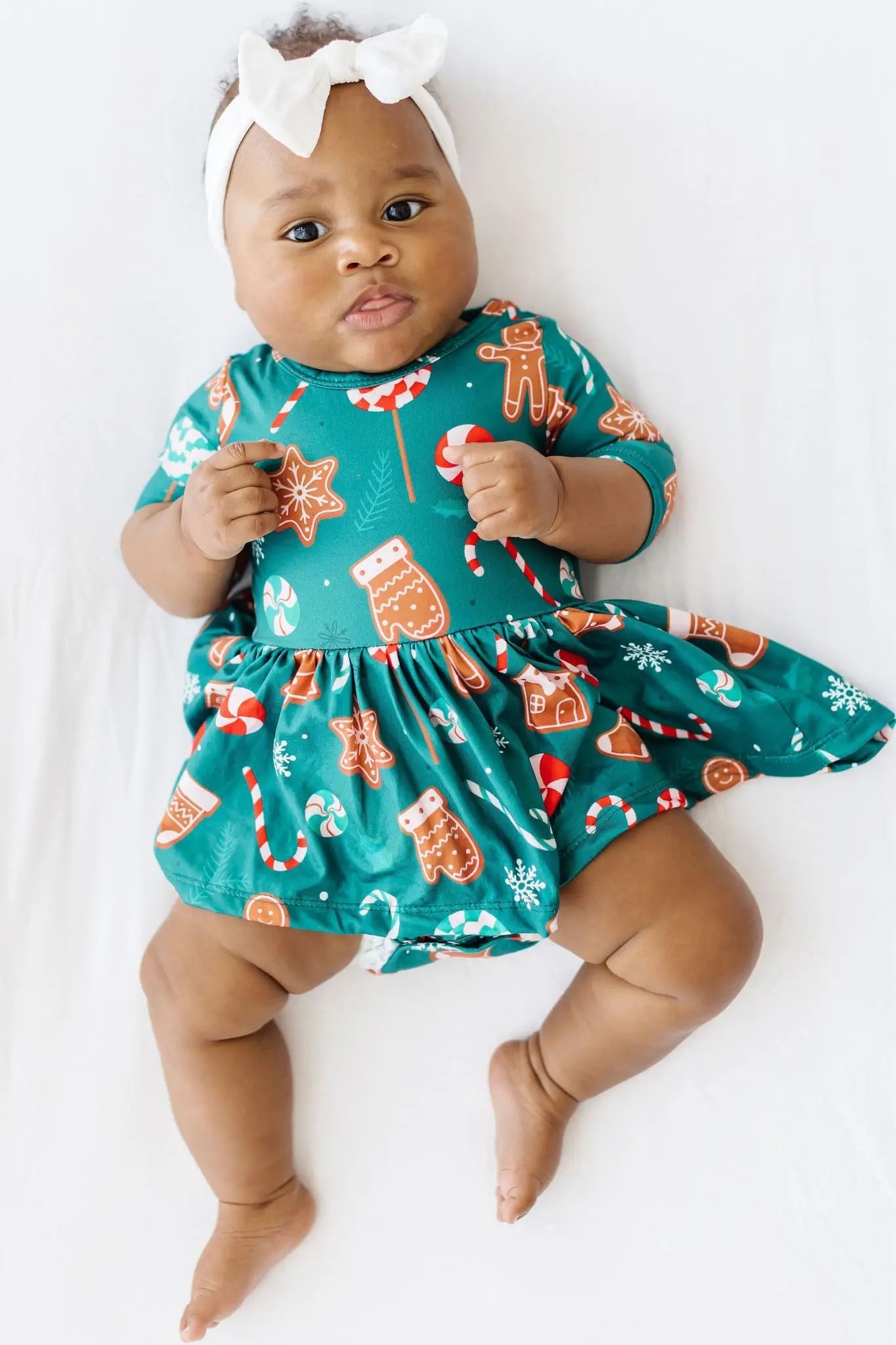 Mila & Rose ® Gingerbread House Three Fourth Sleeve Twirl Baby Bodysuit - 
