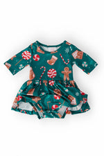 Mila & Rose ® Gingerbread House Three Fourth Sleeve Twirl Baby Bodysuit - 