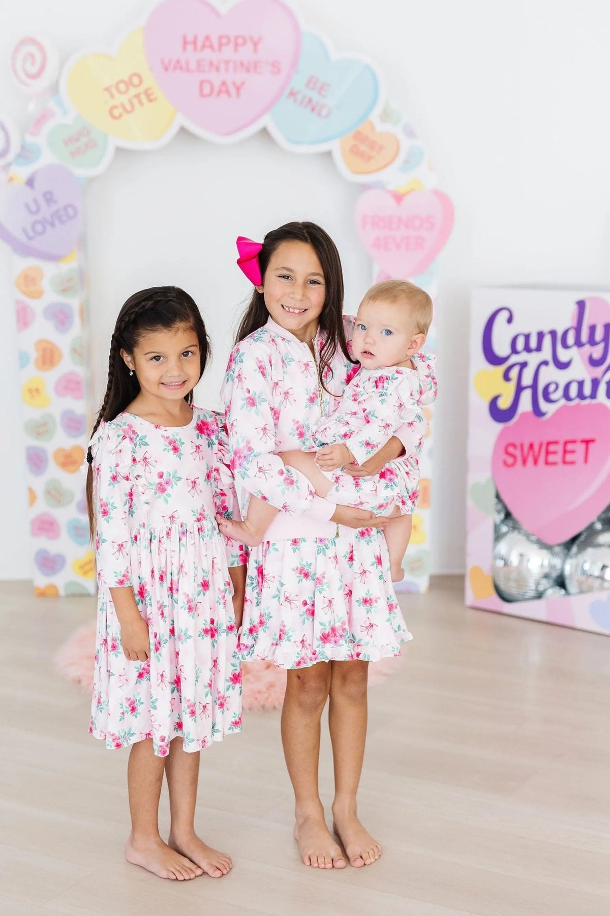 Mila & Rose ® Gingham Bows 3/4 Sleeve Flutter Twirl Bodysuit - 