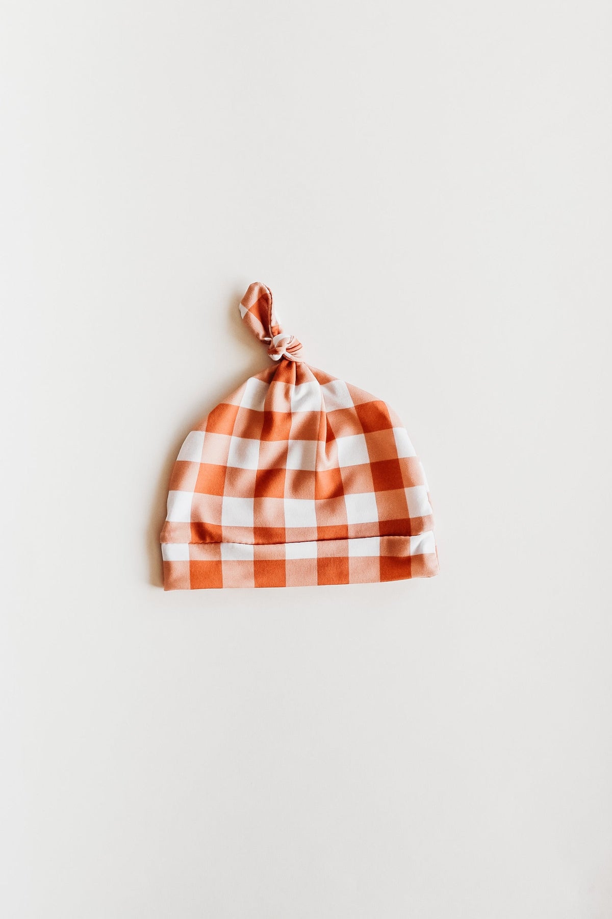 Gingham Knotted Hat - Orange, Pink, Plaid, Tartan, Knit cap | Everetts Place