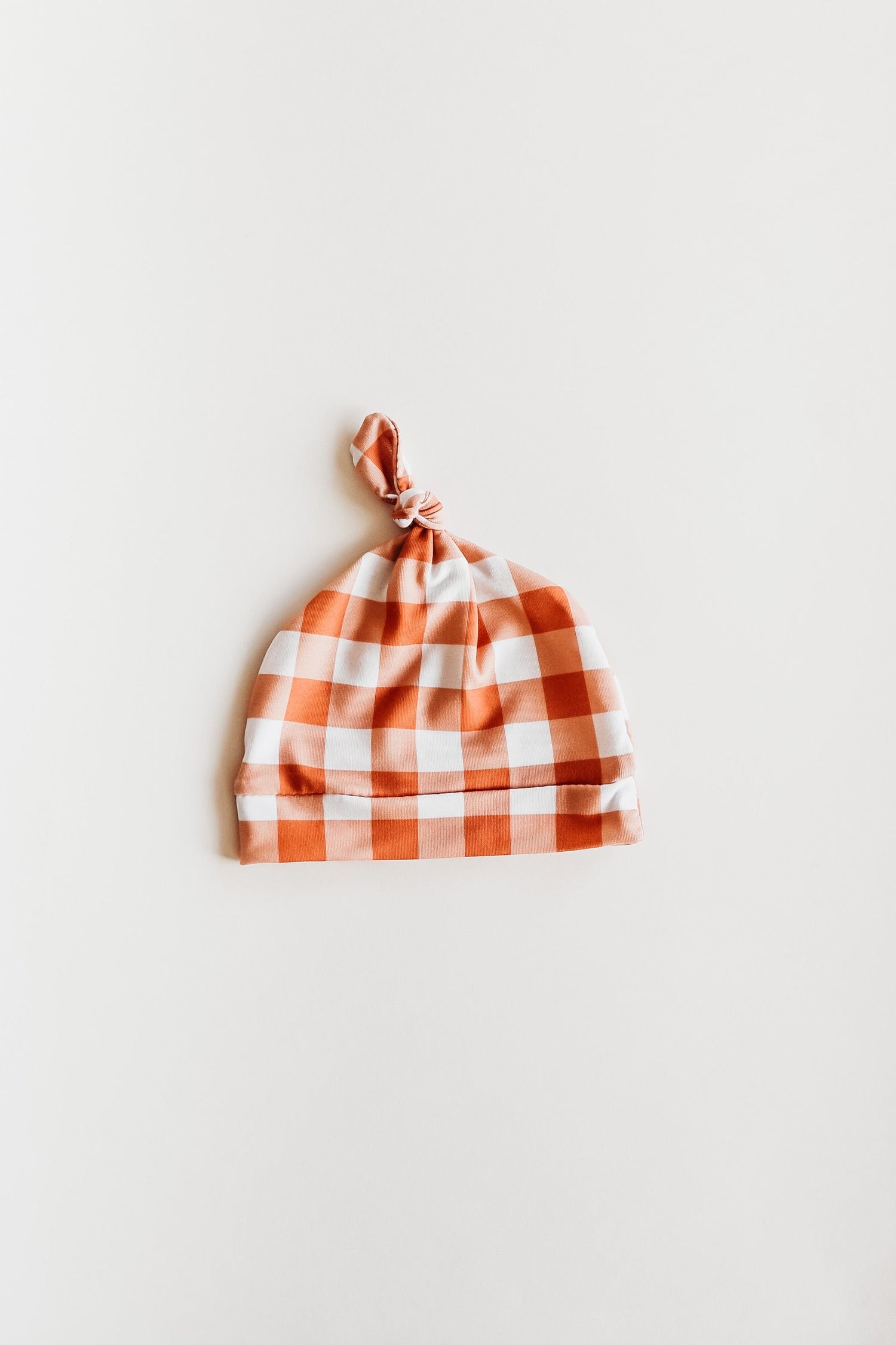 Gingham Knotted Hat - Orange, Pink, Plaid, Tartan, Knit cap | Everetts Place