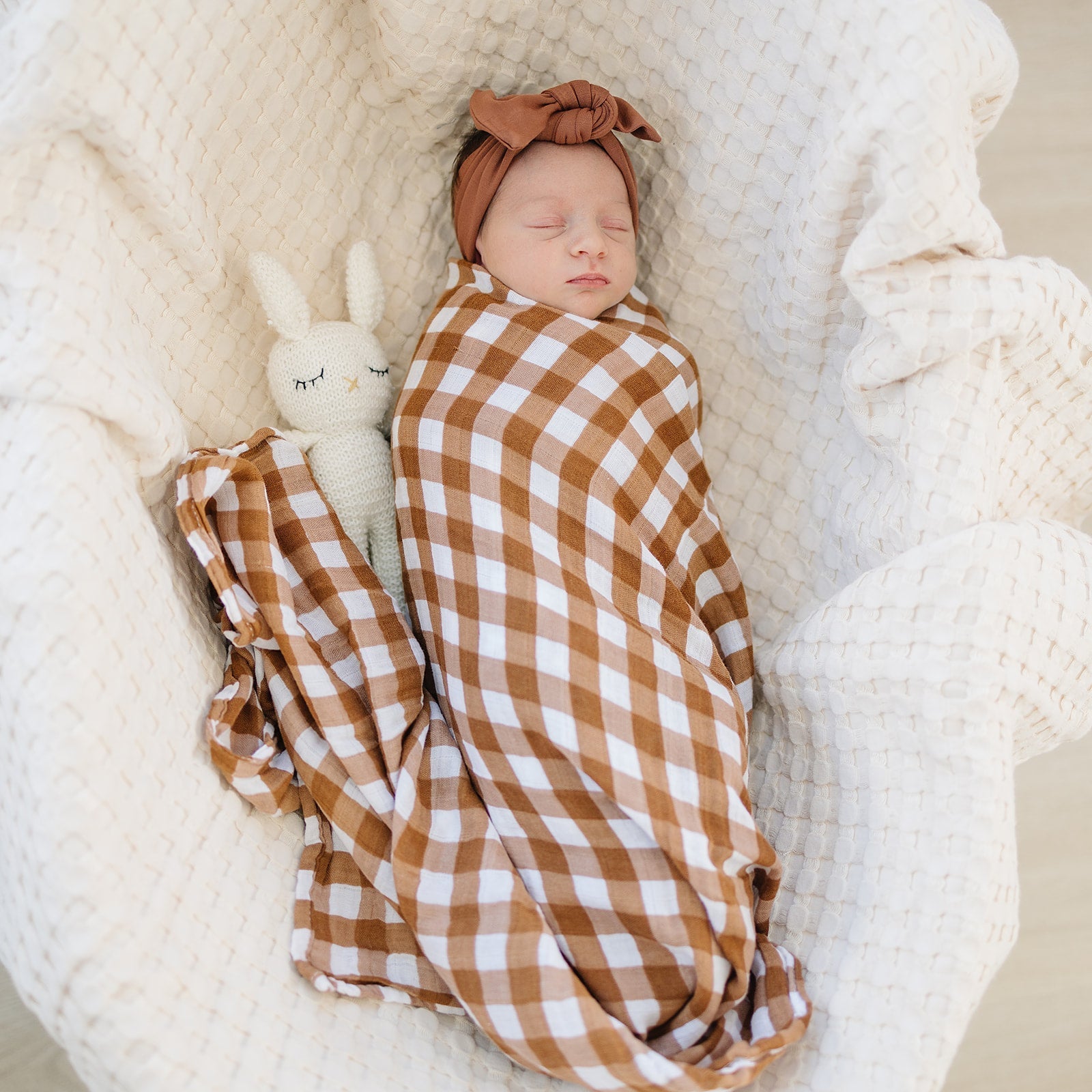 Mebie Baby Gingham Muslin Swaddle Blanket - 