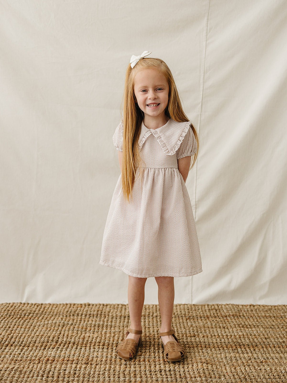 Mebie Baby Gingham Peter Pan Collar Dress For Little Toddler Girls - 