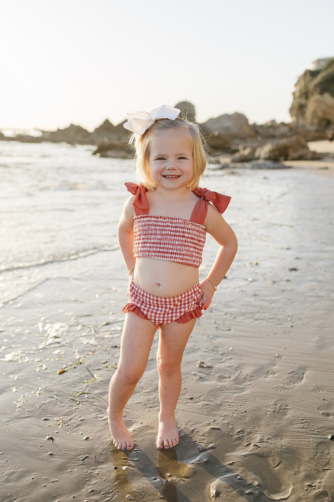 Mebie Baby Gingham Ruched Bikini Set - 