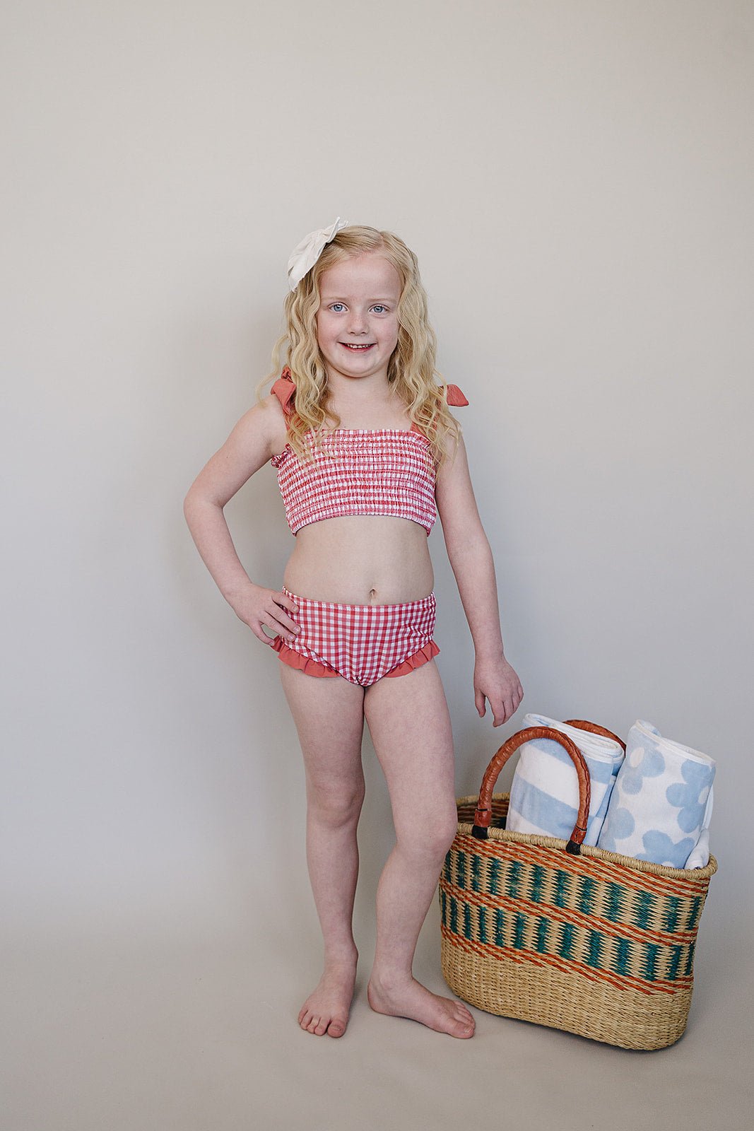Mebie Baby Gingham Ruched Bikini Set - 