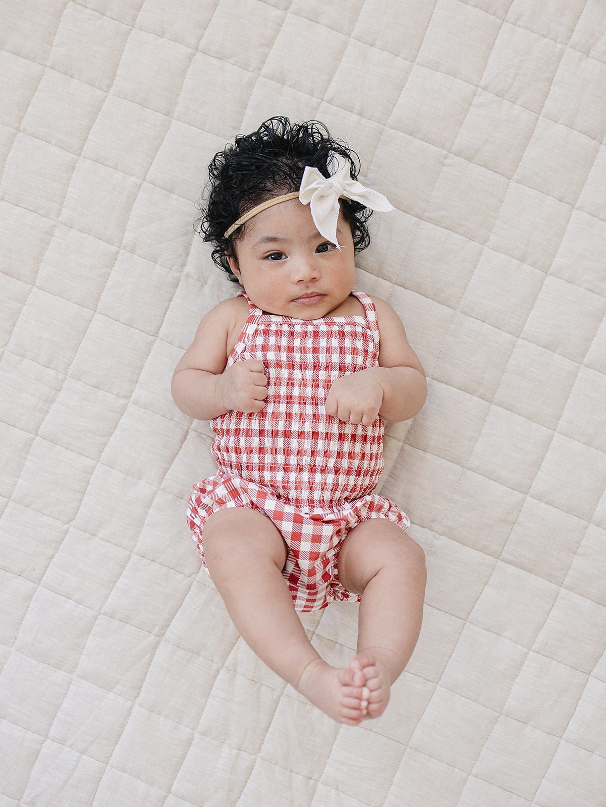 Mebie Baby Gingham Ruched Bloomer Set - 
